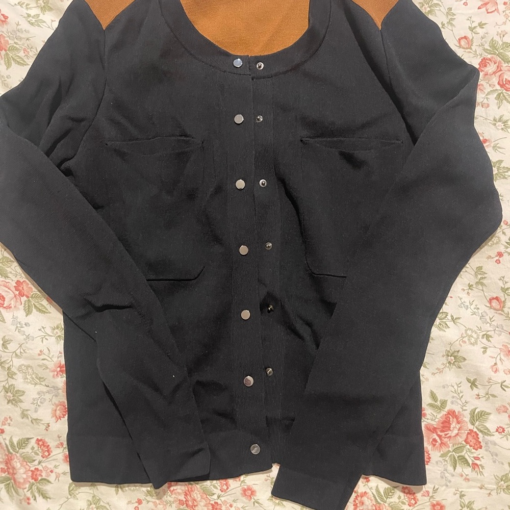 Black and Brown Button-Up Cardigan